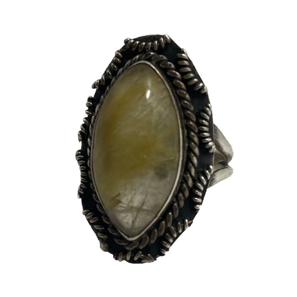 Vintage Southwestern Banded Agate Sterling Silver 925 Ring Size 8